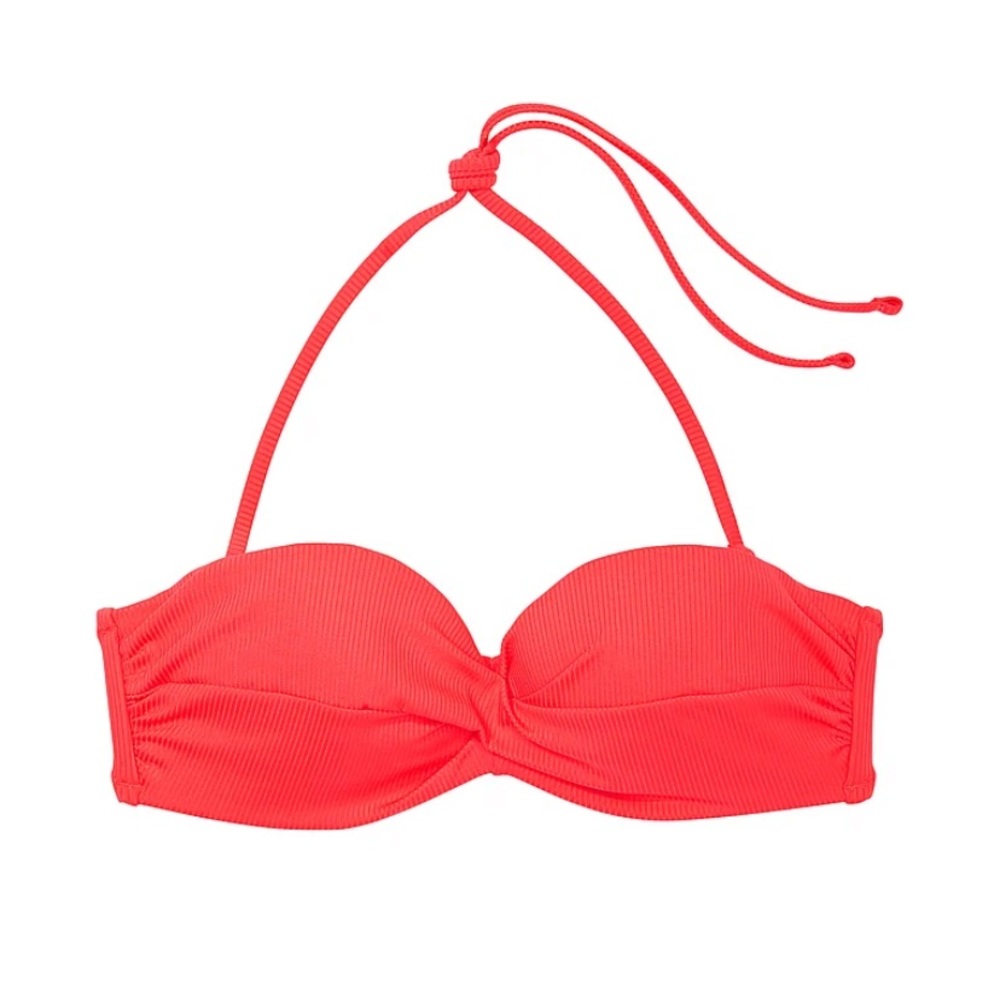 Victoria’s Secret Swim Mix-and-Match Twist Bandeau Bikini Top Coral Blaze